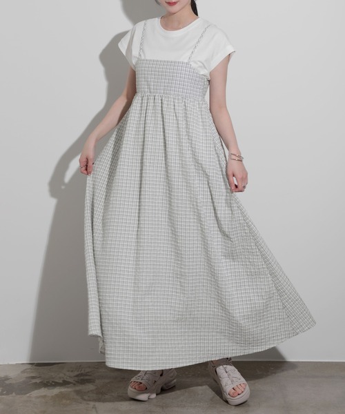 SUNFLOWER EIGHT(サンフラワーエイト)の「バックオープンリボンキャミワンピース(ワンピース・レディース・ホワイト系その他/グリーン系その他・FREE)」の3枚目の写真