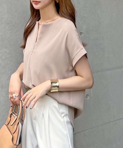 トップス futaM セール】【新色追加】zip付とろみTブラウス / 2way（シャツ