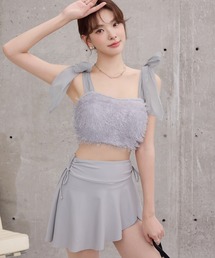 TeddyShop（テディショップ）の「レディース水着 ラメ入りシャギービスチェ風ハイウエストビキニ 上下2点セット（水着・レディース）」