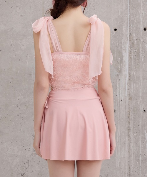 TeddyShop（テディショップ）の「レディース水着 ラメ入りシャギービスチェ風ハイウエストビキニ 上下2点セット（水着・レディース・ブラック/グレー/アイボリー/ピンク・L/S/M）」の10枚目の写真