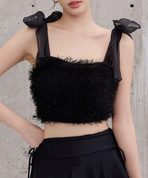 TeddyShop（テディショップ）の「レディース水着 ラメ入りシャギービスチェ風ハイウエストビキニ 上下2点セット（水着・レディース・ブラック/グレー/アイボリー/ピンク・L/S/M）」の13枚目の写真