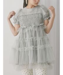 merry jenny | チュールパフスリーブミニワンピース(ワンピース)