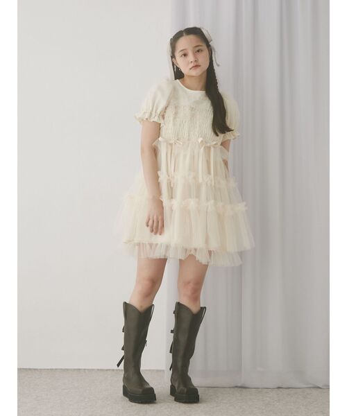 merry jenny チュールパフスリーブミニワンピース メリージェニー merry jenny チュールパフスリーブミニ
