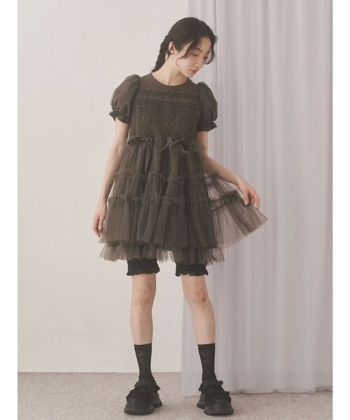 merry jenny（メリージェニー）の「チュールパフスリーブミニワンピース（ワンピース・レディース・ブラウン/ピンク/ブルー/アイボリー・FREE）」の17枚目の写真