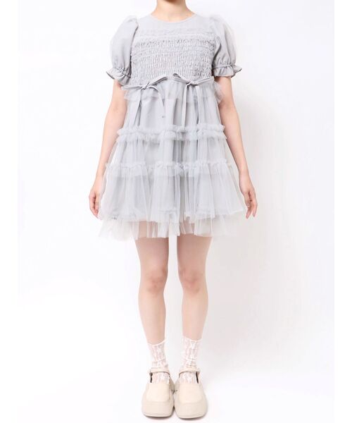 merry jenny（メリージェニー）の「チュールパフスリーブミニ