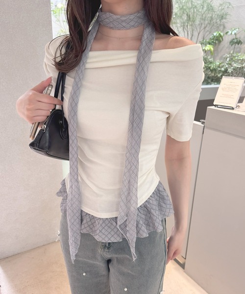 frunco(フランコ)の「チェックタイチョーカー付きカットトップス(半袖)(Tシャツ/カットソー・レディース・ホワイト/ブルー・FREE)」の19枚目の写真