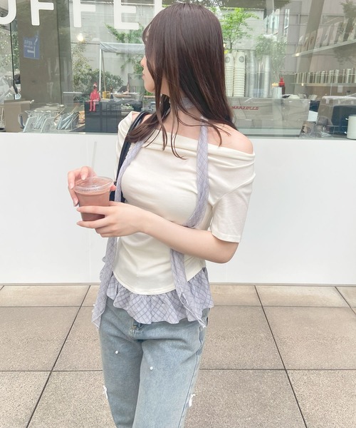 frunco(フランコ)の「チェックタイチョーカー付きカットトップス(半袖)(Tシャツ/カットソー・レディース・ホワイト/ブルー・FREE)」の16枚目の写真
