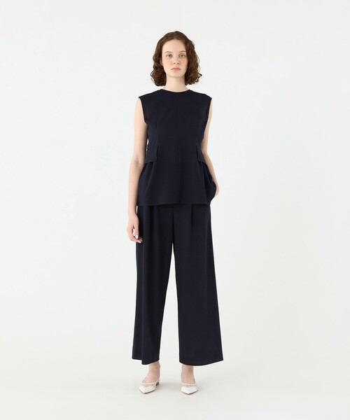 BALLSEY（ボールジィ）の「プラッドジャージー タックワイドパンツ（その他パンツ・レディース・ライトベージュ/ネイビー/ライトグリーン・36/34）」の4枚目の写真