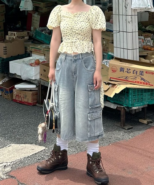 Alley Tokyo（アリートーキョー）の「ポケいっぱいデニムハーパン（デニムパンツ・レディース・サックスブルー・F）」の3枚目の写真