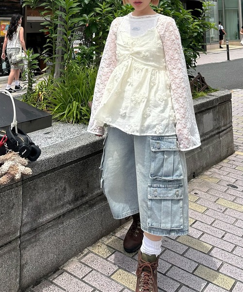 Alley Tokyo（アリートーキョー）の「ポケいっぱいデニムハーパン（デニムパンツ・レディース・サックスブルー・F）」の4枚目の写真