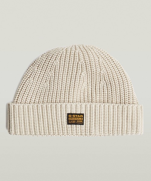 G-STAR（ジースター）の「ORIGINALS FISHERMAN BEANIE/ブランドロゴフィッシャーマンニットキャップ/ショートニットワッチ（ニットキャップ/ビーニー・メンズ・ダークブルー/ホワイト系その他・ONE SIZE）」の2枚目の写真