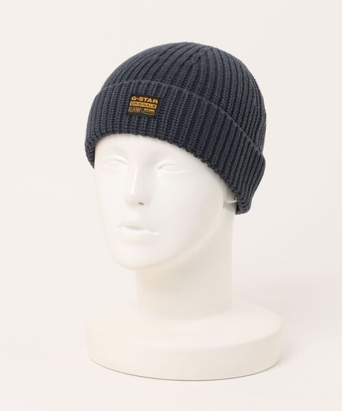 G-STAR（ジースター）の「ORIGINALS FISHERMAN BEANIE/ブランドロゴフィッシャーマンニットキャップ/ショートニットワッチ（ニットキャップ/ビーニー・メンズ・ダークブルー/ホワイト系その他・ONE SIZE）」の9枚目の写真