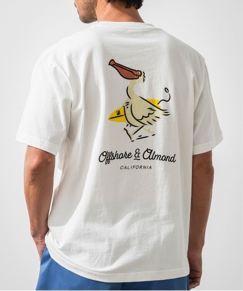 OFFSHORE(オフショア)の「OSxALMOND PELICAN TEE(Tシャツ/カットソー・メンズ・ピンク/グリーン/ホワイト・L/S/M/XL)」の2枚目の写真