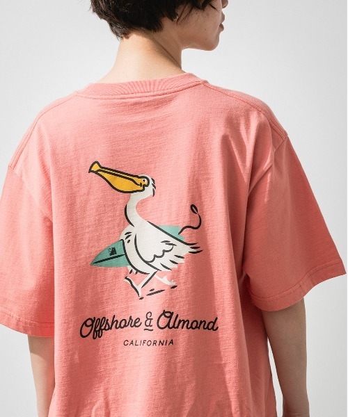 OFFSHORE(オフショア)の「OSxALMOND PELICAN TEE(Tシャツ/カットソー・メンズ・ピンク/グリーン・L/S/M)」の1枚目の写真