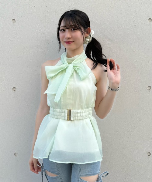 NOMAE(ノーマエ)の「アメスリリボンブラウス(シャツ/ブラウス・レディース・ホワイト/ブラック系その他/アイボリー/グリーン/ホワイト系その他・FREE)」の5枚目の写真