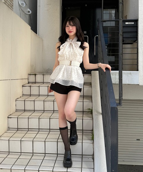 NOMAE(ノーマエ)の「アメスリリボンブラウス(シャツ/ブラウス・レディース・ホワイト/ブラック系その他/アイボリー/グリーン/ホワイト系その他・FREE)」の9枚目の写真