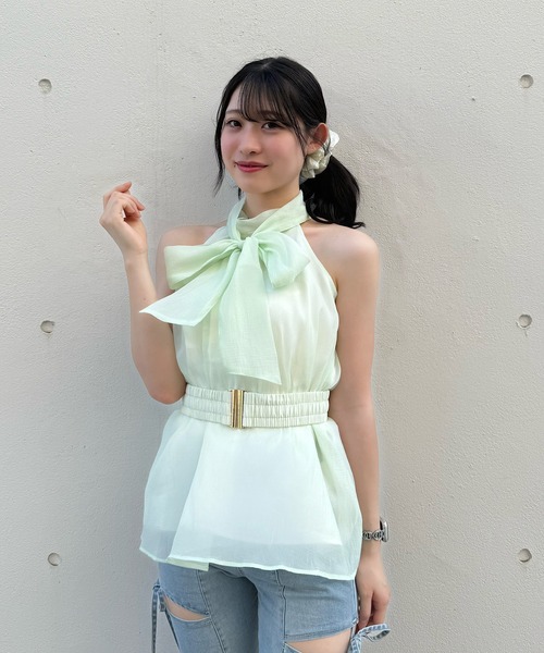 NOMAE(ノーマエ)の「アメスリリボンブラウス(シャツ/ブラウス・レディース・ホワイト/ブラック系その他/アイボリー/グリーン/ホワイト系その他・FREE)」の15枚目の写真