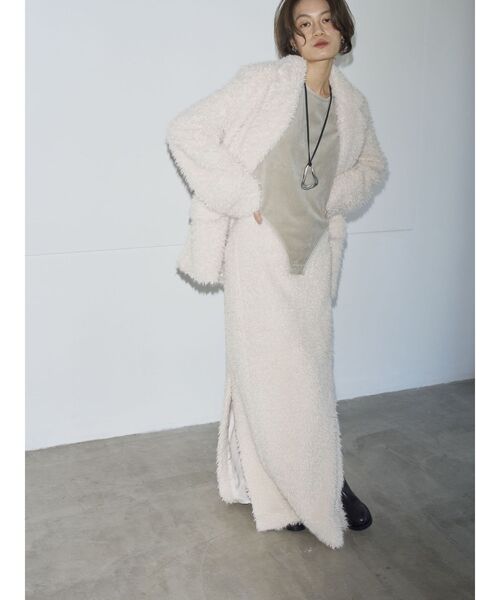 Htage（テージ）の「【Htage】ビッグシルエットボアジャケット（テーラードジャケット・レディース・アイボリー/ブラック・FREE）」の5枚目の写真