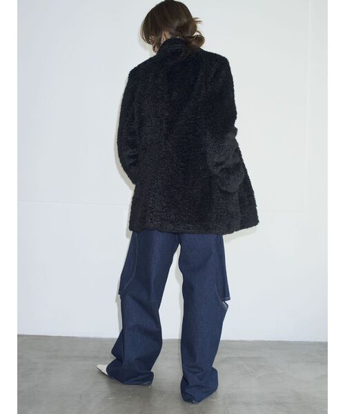 Htage（テージ）の「【Htage】ビッグシルエットボアジャケット（テーラードジャケット・レディース・アイボリー/ブラック・FREE）」の9枚目の写真