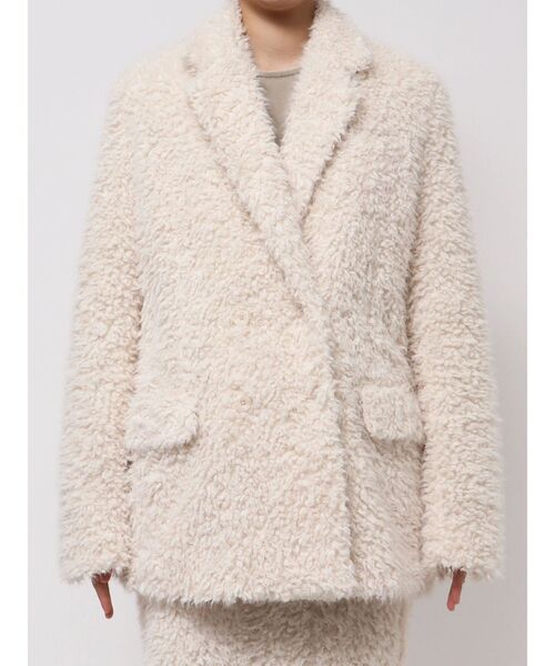 Htage（テージ）の「【Htage】ビッグシルエットボアジャケット（テーラードジャケット・レディース・アイボリー/ブラック・FREE）」の10枚目の写真