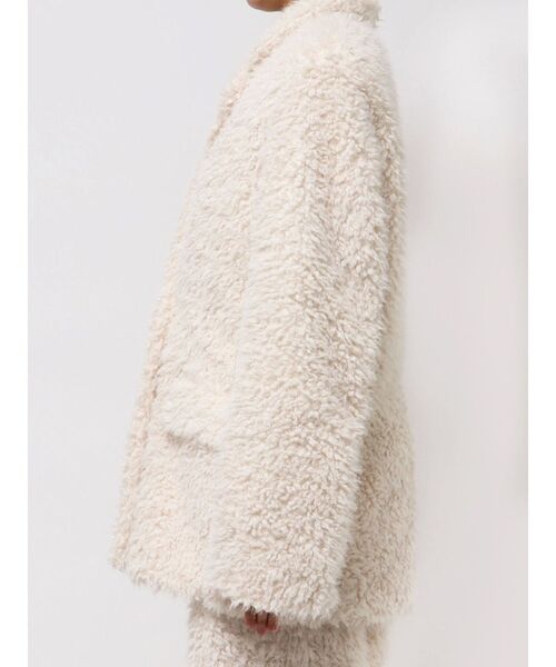 Htage（テージ）の「【Htage】ビッグシルエットボアジャケット（テーラードジャケット・レディース・アイボリー/ブラック・FREE）」の11枚目の写真