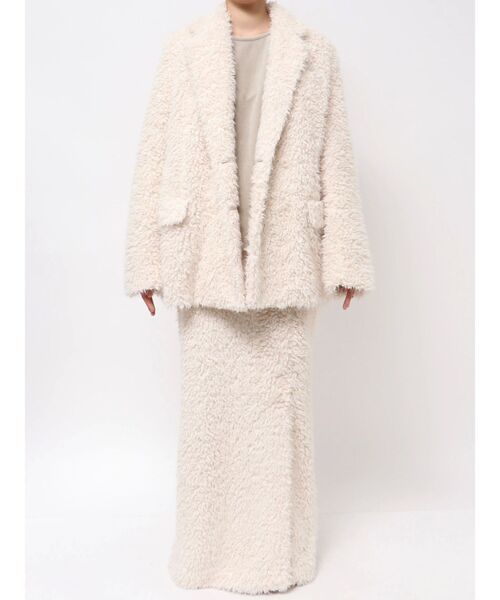 Htage（テージ）の「【Htage】ビッグシルエットボアジャケット（テーラードジャケット・レディース・アイボリー/ブラック・FREE）」の19枚目の写真