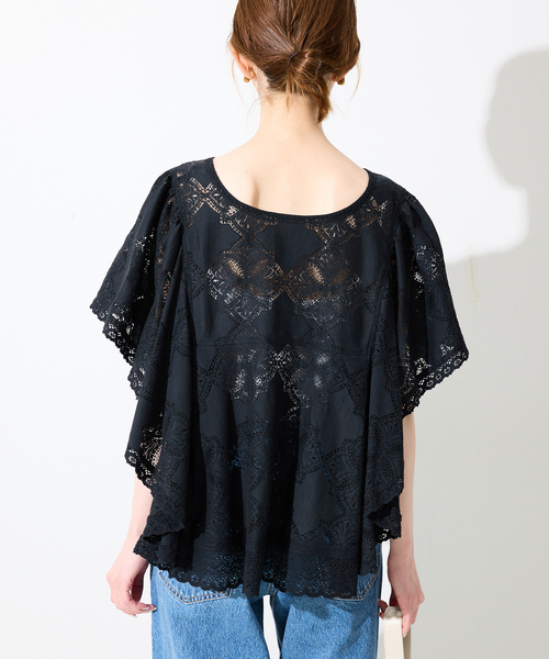 レースフリルVネックブラウス（シャツ/ブラウス）｜SLOBE IENA