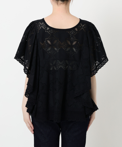SLOBE IENA レースフリルVネックブラウス ブラック 完売品 レースフリルVネックブラウス（シャツ/ブラウス）｜SLOBE IENA