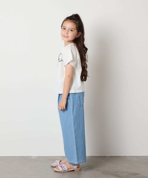 a.v.v（アーヴェヴェ）の「【接触冷感/ジメジメ対策】[100-160]リボンテープチュールドッキングTシャツ（Tシャツ/カットソー・キッズ・チャコールグレー/ホワイト・110/100/120/130/140/150/160）」の12枚目の写真