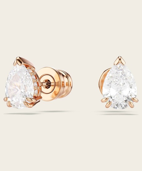 SWAROVSKI(スワロフスキー)の「【公式】【スワロフスキー】Stilla スタッドピアス ペアカット, ホワイト, ローズゴールドトーン・プレーティング(ピアス(両耳用)・レディース・ホワイト・ONESIZE)」の2枚目の写真