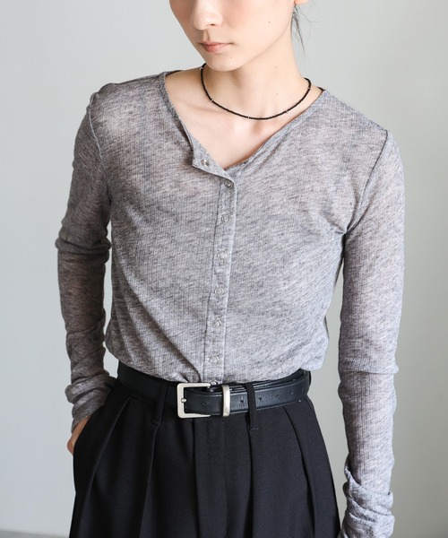select MOCA（セレクトモカ）の「シアーテレコカーディガン（カーディガン/ボレロ・レディース・ブラック/グレー/オフホワイト/ボルドー・FREE）」の3枚目の写真