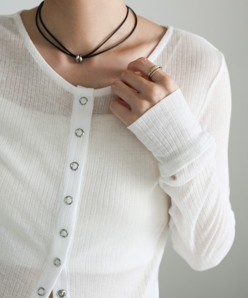 select MOCA（セレクトモカ）の「シアーテレコカーディガン（カーディガン/ボレロ・レディース・ブラック/グレー/オフホワイト/ボルドー・FREE）」の11枚目の写真