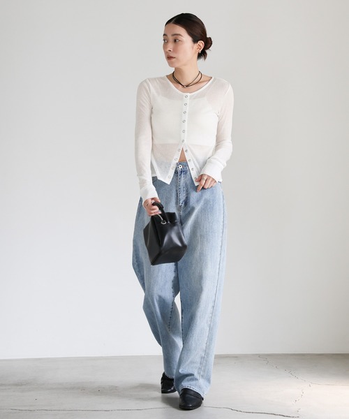 select MOCA（セレクトモカ）の「シアーテレコカーディガン（カーディガン/ボレロ・レディース・ブラック/グレー/オフホワイト/ボルドー・FREE）」の5枚目の写真