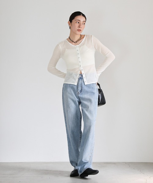 select MOCA（セレクトモカ）の「シアーテレコカーディガン（カーディガン/ボレロ・レディース・ブラック/グレー/オフホワイト/ボルドー・FREE）」の13枚目の写真