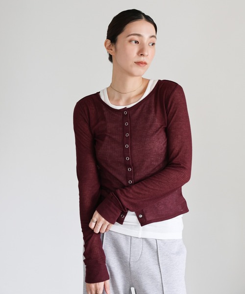 select MOCA（セレクトモカ）の「シアーテレコカーディガン（カーディガン/ボレロ・レディース・ブラック/グレー/オフホワイト/ボルドー・FREE）」の21枚目の写真