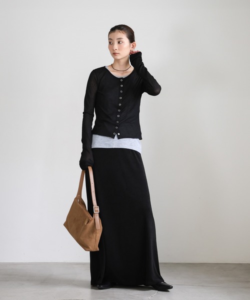 select MOCA（セレクトモカ）の「シアーテレコカーディガン（カーディガン/ボレロ・レディース・ブラック/グレー/オフホワイト/ボルドー・FREE）」の8枚目の写真