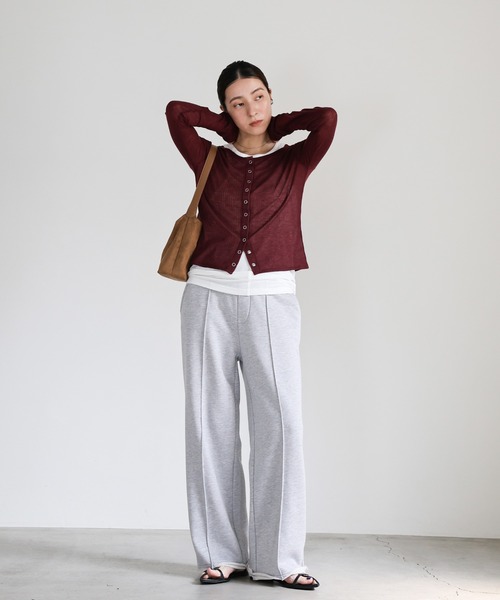 select MOCA（セレクトモカ）の「シアーテレコカーディガン（カーディガン/ボレロ・レディース・ブラック/グレー/オフホワイト/ボルドー・FREE）」の6枚目の写真