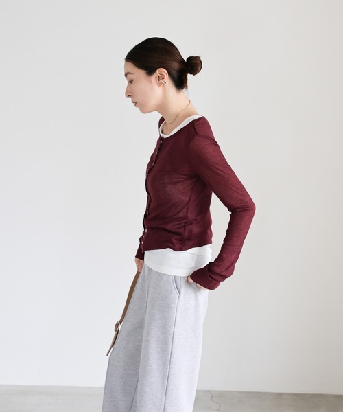 select MOCA（セレクトモカ）の「シアーテレコカーディガン（カーディガン/ボレロ・レディース・ブラック/グレー/オフホワイト/ボルドー・FREE）」の18枚目の写真