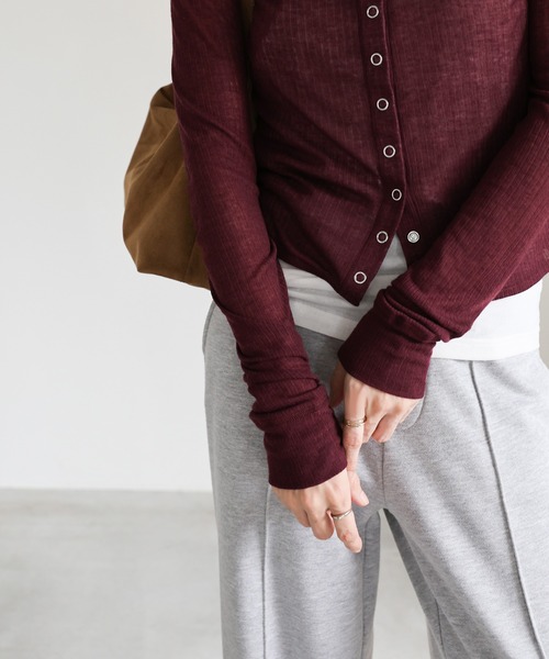 select MOCA（セレクトモカ）の「シアーテレコカーディガン（カーディガン/ボレロ・レディース・ブラック/グレー/オフホワイト/ボルドー・FREE）」の19枚目の写真