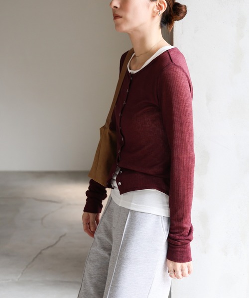 select MOCA（セレクトモカ）の「シアーテレコカーディガン（カーディガン/ボレロ・レディース・ブラック/グレー/オフホワイト/ボルドー・FREE）」の22枚目の写真