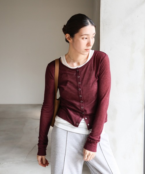 select MOCA（セレクトモカ）の「シアーテレコカーディガン（カーディガン/ボレロ・レディース・ブラック/グレー/オフホワイト/ボルドー・FREE）」の17枚目の写真