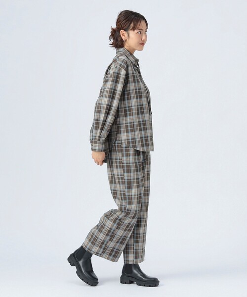 BEAMS HEART（ビームスハート）の「チェック スラックス ワイド パンツ（スラックス・レディース・ブラック/ブラウン・FREE）」の7枚目の写真