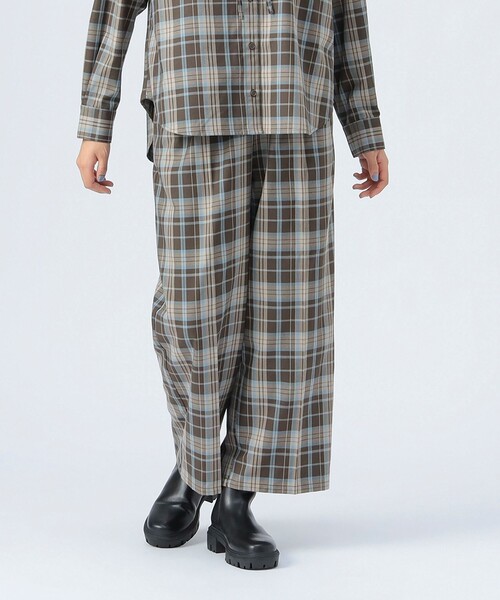 BEAMS HEART（ビームスハート）の「チェック スラックス ワイド パンツ（スラックス・レディース・ブラック/ブラウン・FREE）」の10枚目の写真