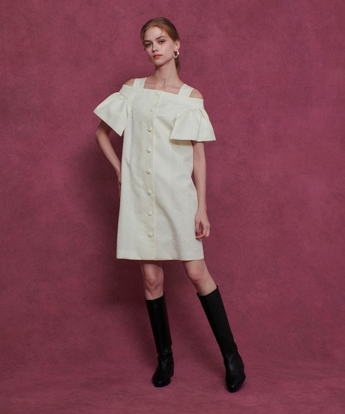 セール】【LOULOU WILLOUGHBY】フラワージャガードミニワンピース