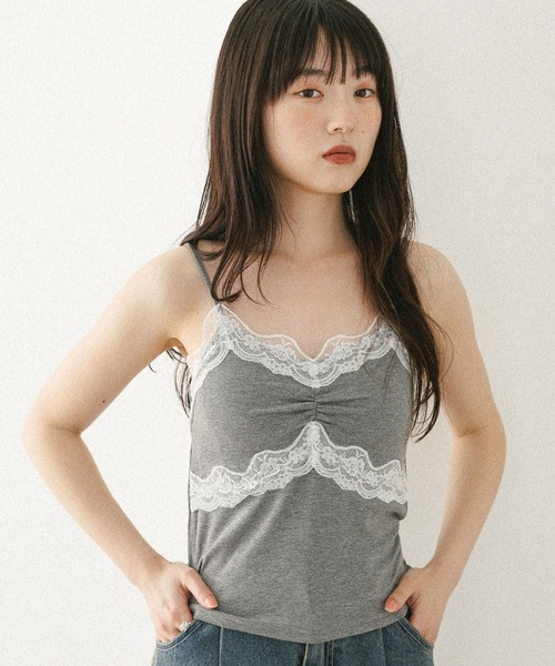 カップ付きレースキャミ 579837（キャミソール）｜Heather（ヘザー）の