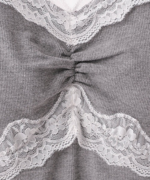 Heather（ヘザー）の「カップ付きレースキャミ　579837（キャミソール・レディース・アイボリー/ブラック/グレー/ブラック系その他/オフホワイト・S/M）」の7枚目の写真