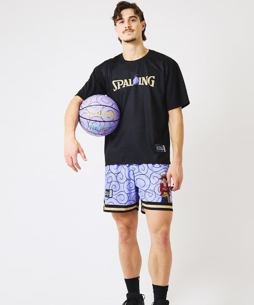 SPALDING(スポルディング)の「【SPALDING/スポルディング】Tシャツ ONE PIECE ゴムゴムの実 ロゴ/吸水速乾機能・UVカット機能・アニメ半袖Tシャツ(Tシャツ/カットソー・メンズ・ブラック/ホワイト/パープル・LARGE/MEDIUM)」の2枚目の写真
