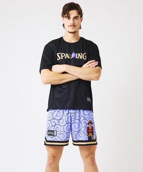 SPALDING(スポルディング)の「【SPALDING/スポルディング】Tシャツ ONE PIECE ゴムゴムの実 ロゴ/吸水速乾機能・UVカット機能・アニメ半袖Tシャツ(Tシャツ/カットソー・メンズ・ブラック/ホワイト/パープル・LARGE/MEDIUM)」の4枚目の写真