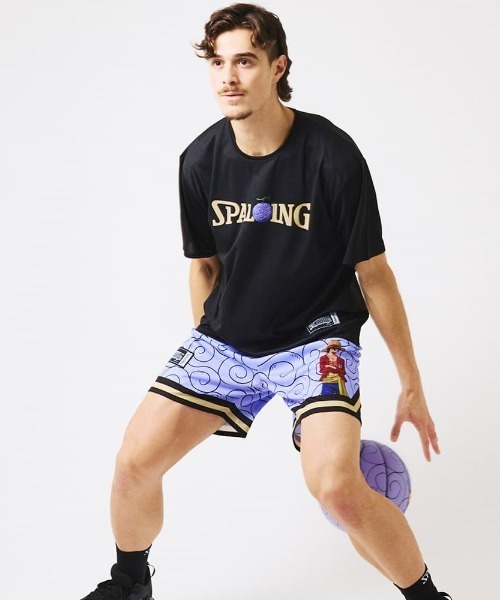 SPALDING(スポルディング)の「【SPALDING/スポルディング】Tシャツ ONE PIECE ゴムゴムの実 ロゴ/吸水速乾機能・UVカット機能・アニメ半袖Tシャツ(Tシャツ/カットソー・メンズ・ブラック/ホワイト/パープル・LARGE/MEDIUM)」の5枚目の写真