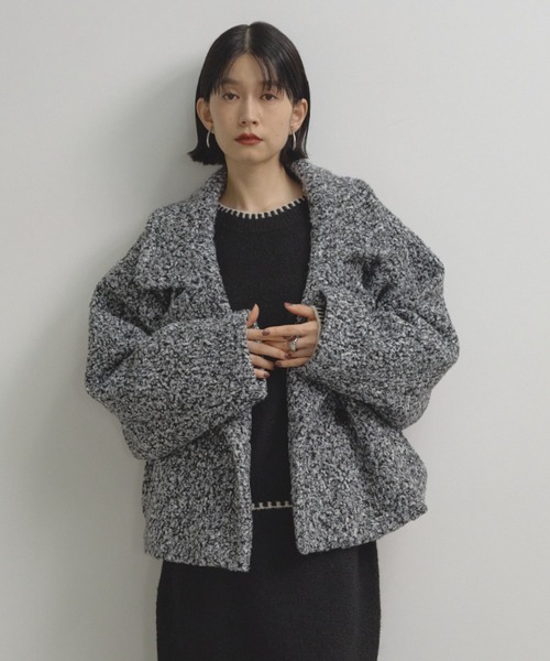 Shelly island（シェリーアイランド）の「ブークレショートコート（ブルゾン・レディース・グレー/その他1/ネイビー・FREE）」の11枚目の写真